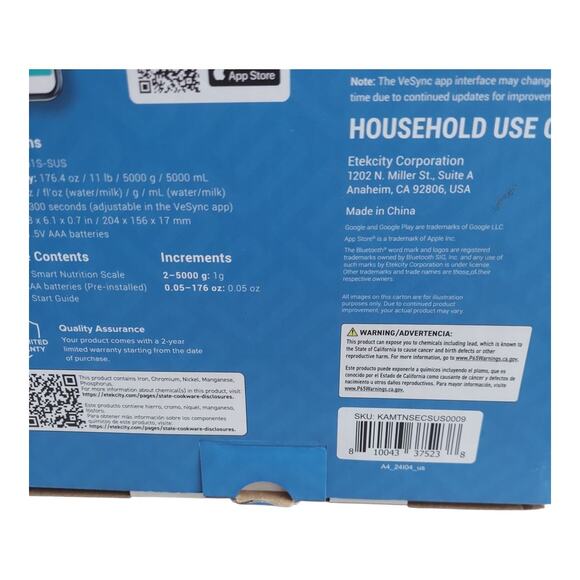 Etekcity Smart Nutrition Digital Kitchen Scale Food Grams Ounces Macros - Picture 7 of 7